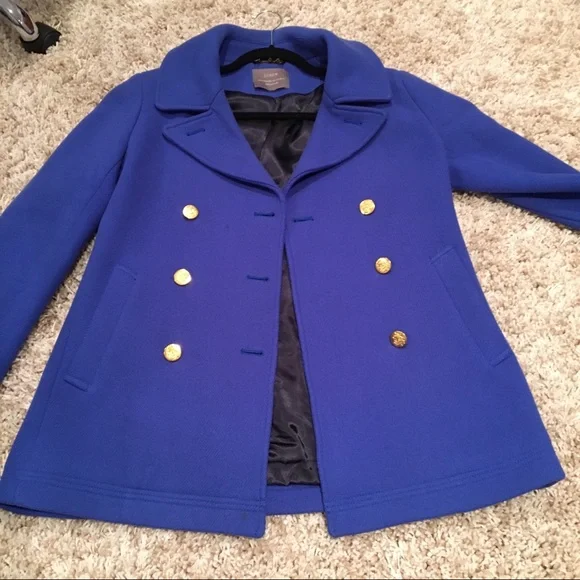 J. Crew Blue Pea Coat with Gold Buttons - Picture 7 of 7